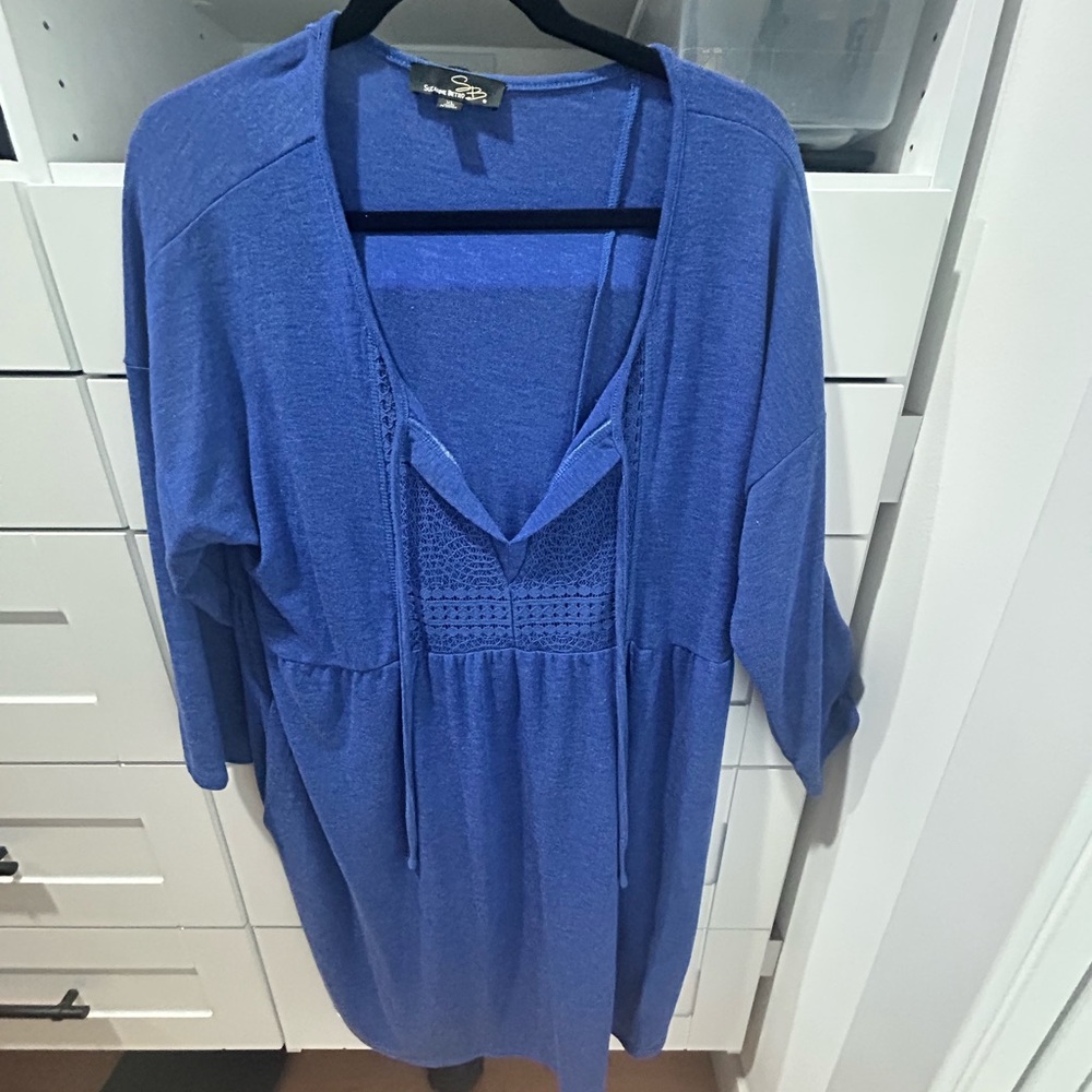 Suzanne Betro Blue Midi Dress